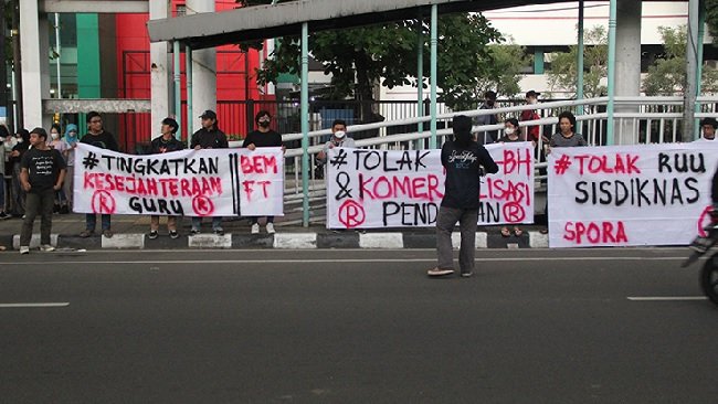 Unjuk rasa menolak RUU Sisdiknas. Foto: Istimewa