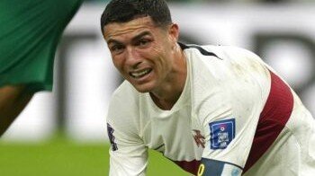 Cristiano Ronaldo saat Portugal kalah dari Maroko/ AP Photo
