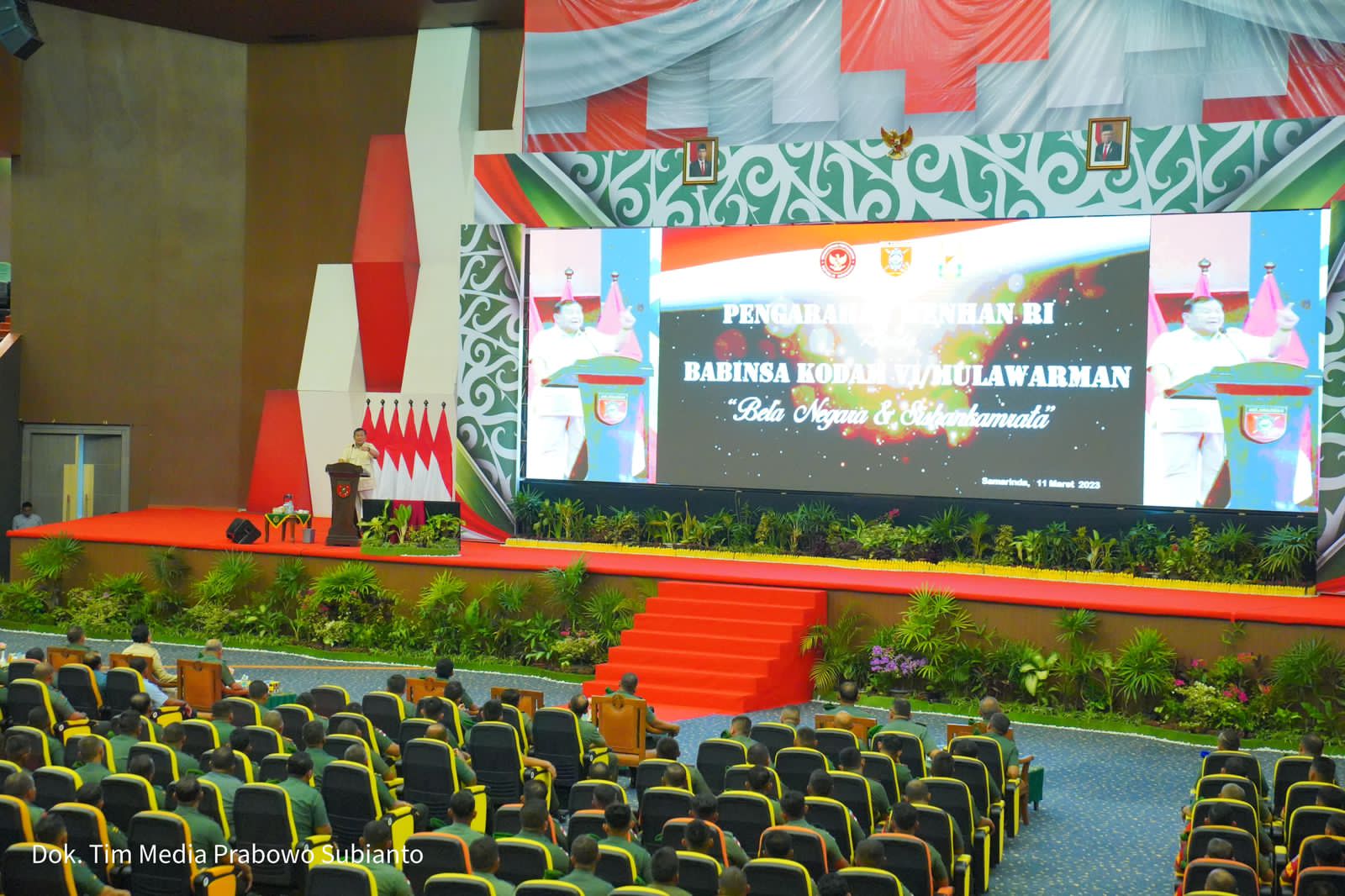 Prabowo saat memberi arahan kepada ribuan Babinsa di Samarinda/Tim Media