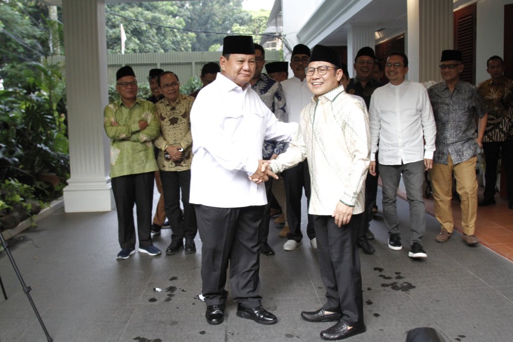 Ketua Umum Partai Gerindra Prabowo Subianto dan Ketua Umum PKB Cak Imin bertemu di Kertanegara bahas koalisi besar jelang Pemilu 2024 (Ashar/SinPo.id)