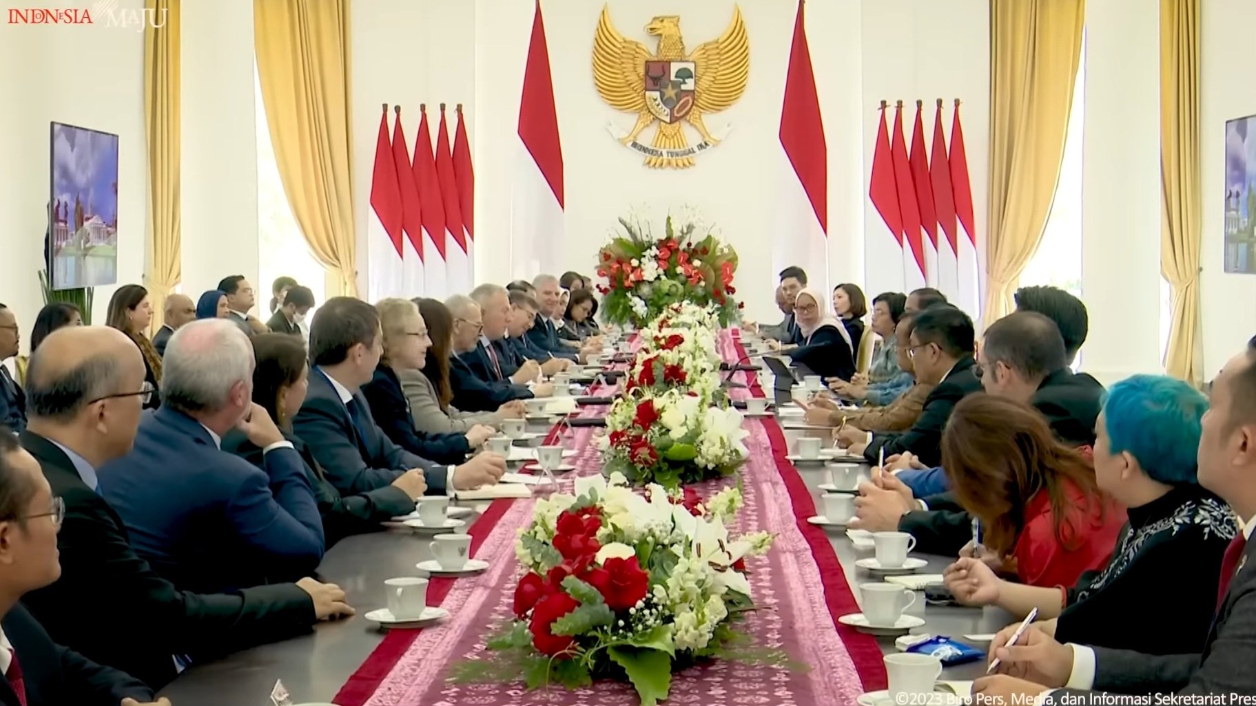 Presiden Jokowi saat menerima delegasi dewan bisnis AS-ASEAN (SinPo.id/ Setkab)