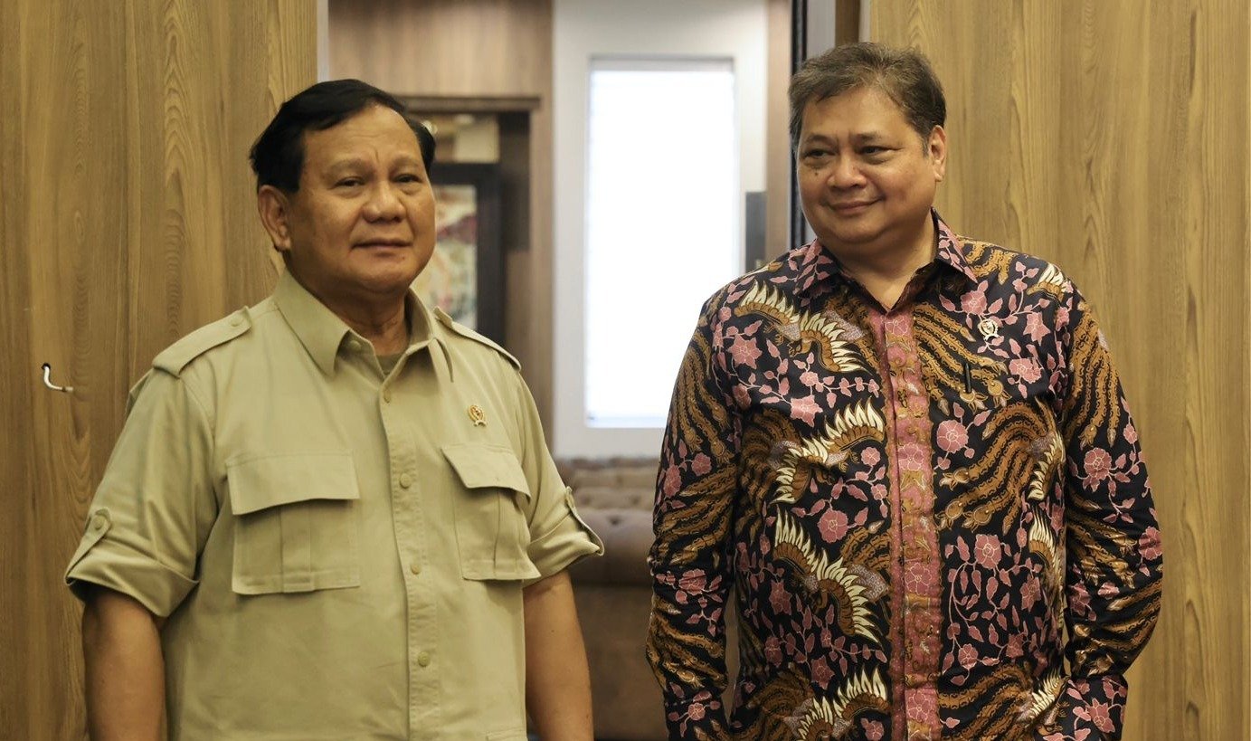 Menhan Prabowo Subianto bersama Menko Perekonomian Airlangga Hartarto. (SinPo.id/Istimewa)