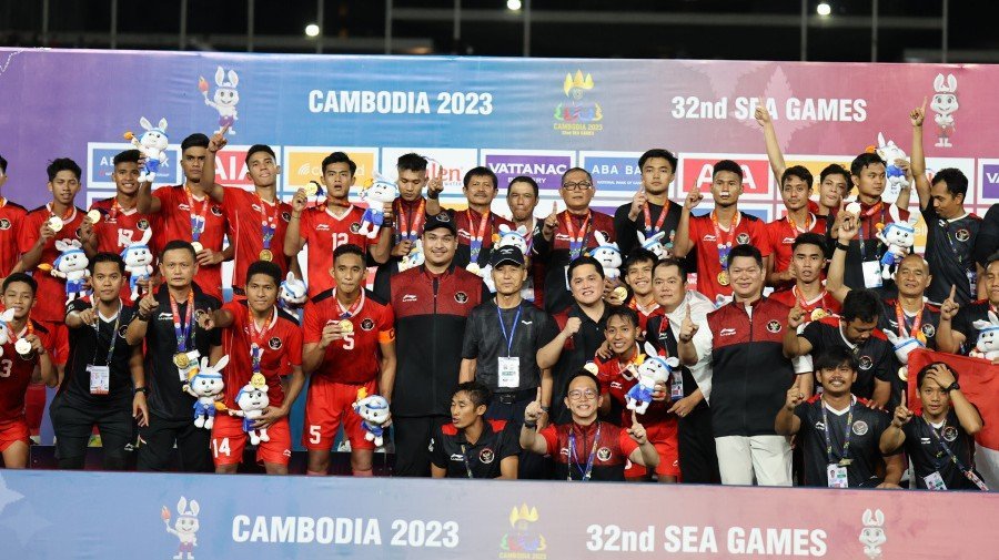 Timnas U-22 usai menang atas Thailand di final SEA Games 2023 (SinPo.id/ PSSI)