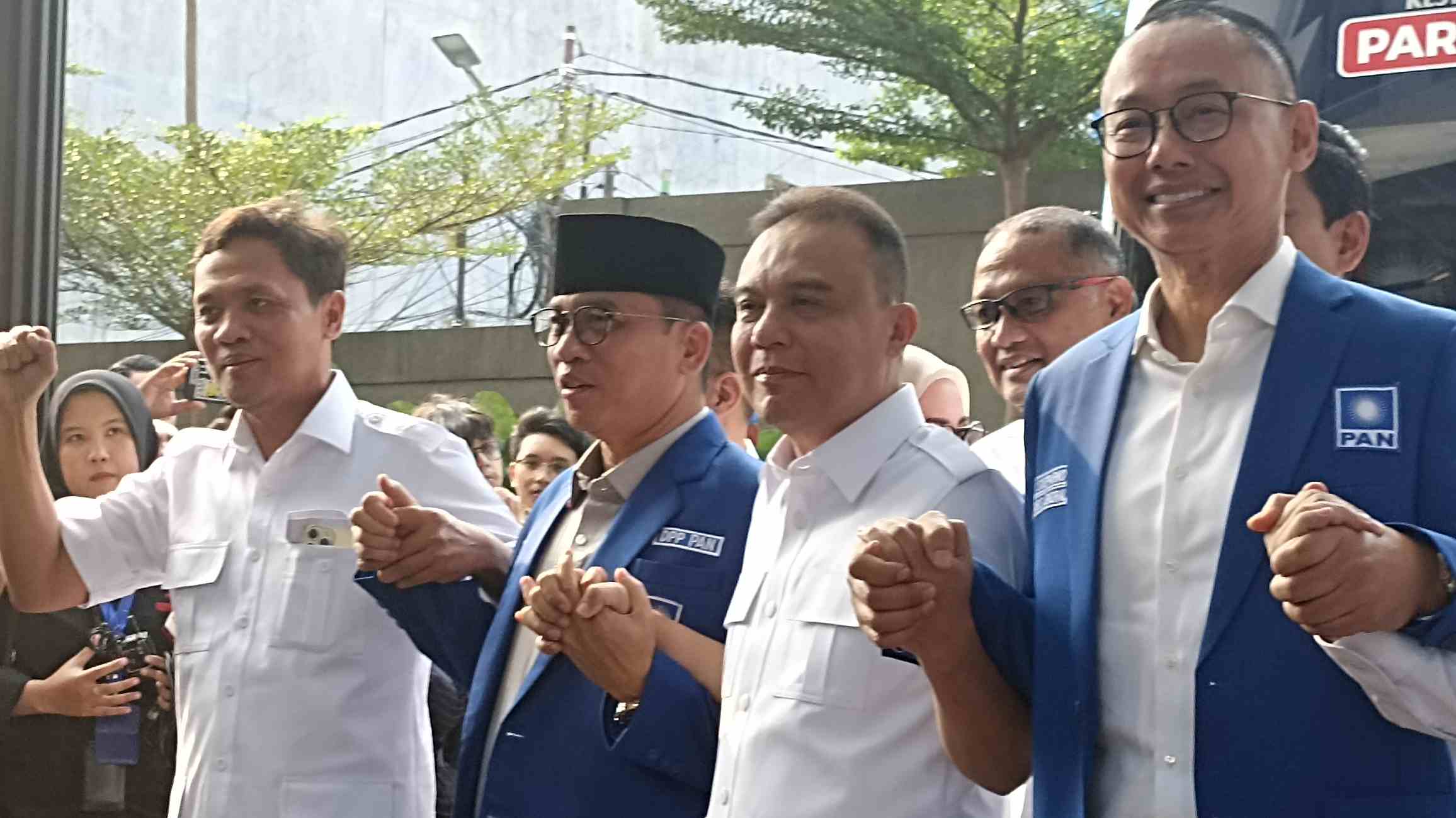 Elite Partai Gerindra ketika menyambangi DPP PAN (SinPo.id/ Sigit Nuryadin)