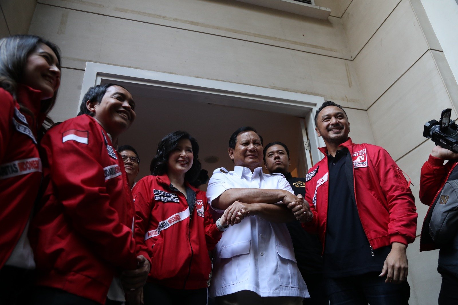 Ketua Umum Partai Gerindra Prabowo Subianto mengunjungi kantor PSI