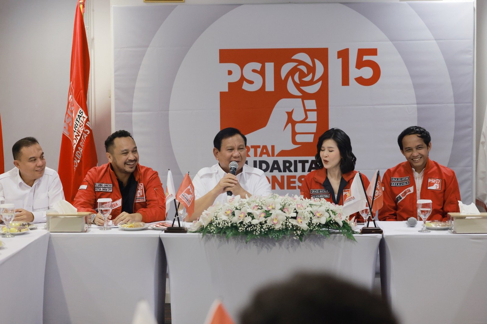Ketua Umum Partai Gerindra Prabowo Subianto mengunjungi kantor PSI pada Rabu 2 Agustus 2023