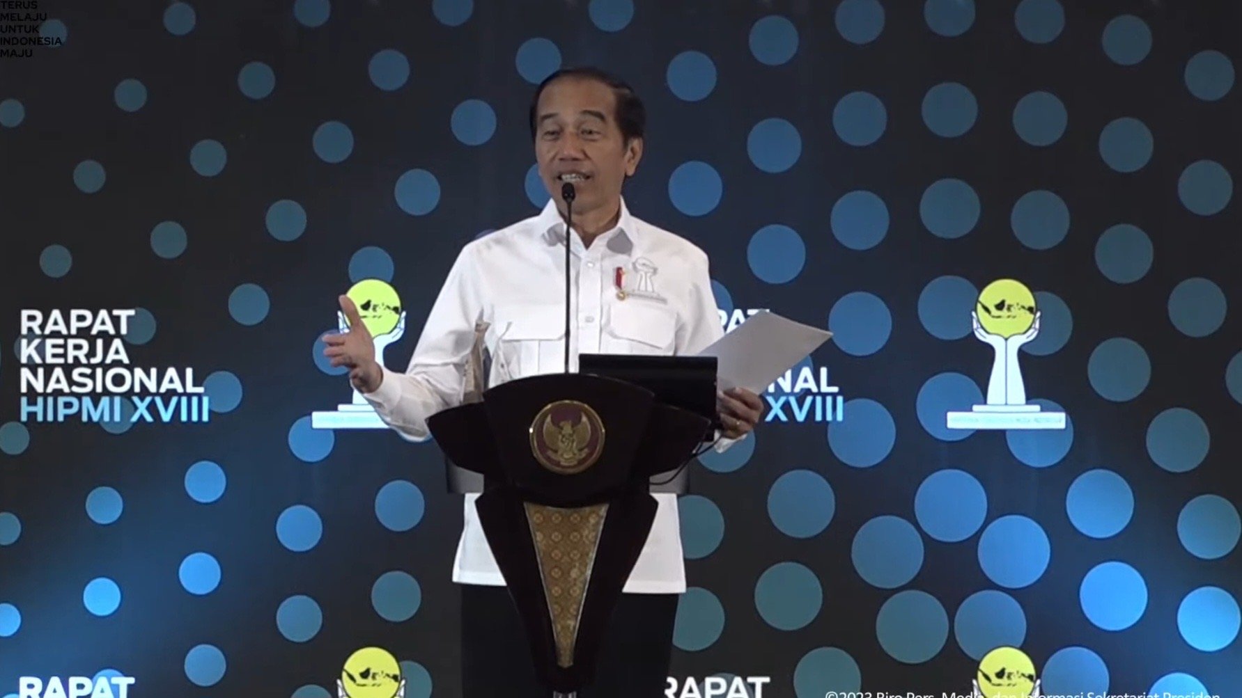 Presiden Jokowi Rakernas HIPMI XVIII 2023. (SinPo.id/Setkab)