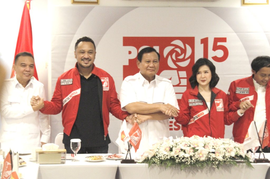 Ketua Umum Partai Gerindra Prabowo Subianto saat mendatangi Kantor DPP PSI. (SinPo.id)