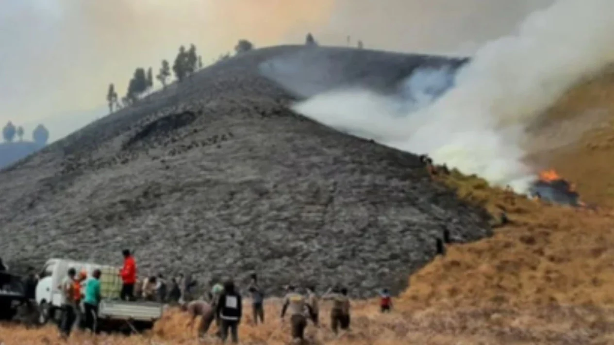 Kebakaran di Savana Kaldera, blok Savana Lembah Watangan Gunung Bromo Sumber : Instagram: TNBTS