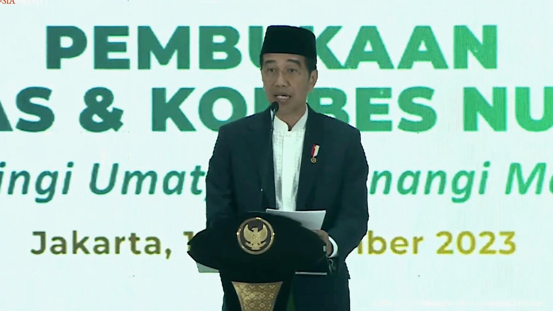 Jokowi pembukaan acara Musyawarah Munas Alim Ulama dan Konbes NU 2023 (SinPo.id/Setkab)