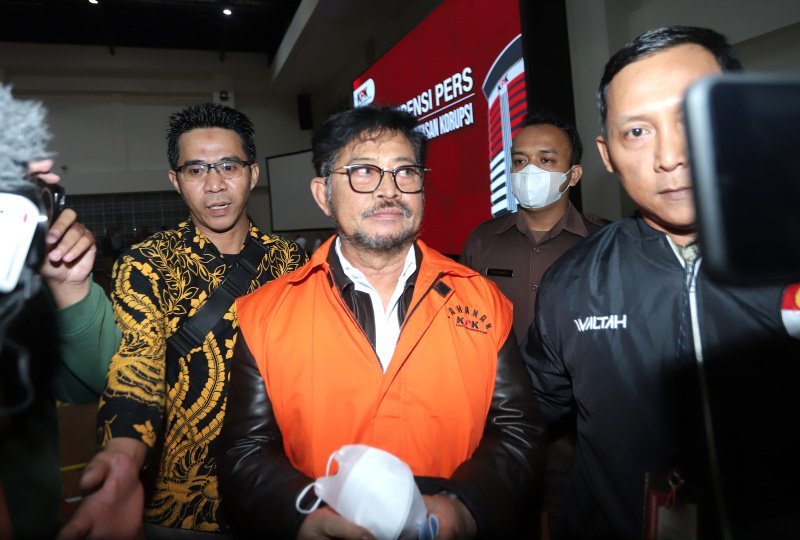 Mantan Mentan Syahrul Yasin Limpo saat ditahan KPK (SinPo.id/ Ashar)