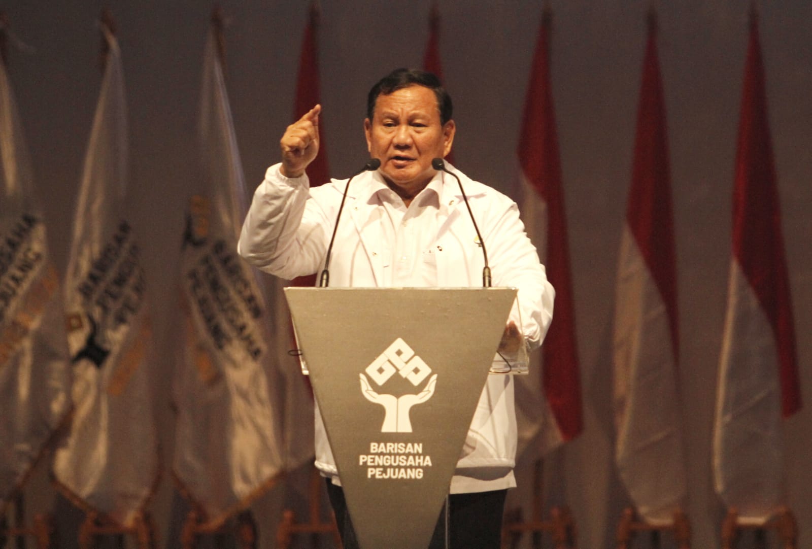 Prabowo berpidato di acara Barisan Pengusaha Pejuang (Sinpo.id/Ashar)