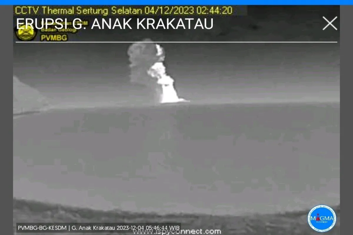 Potret erupsi Gunung Anak Krakatau (Sinpo.id/PVMBG)
