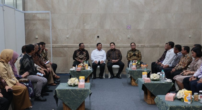 Menhan Prabowo Subianto di acara Natal di Kementerian BUMN (SinPo.id/ Tim Media)