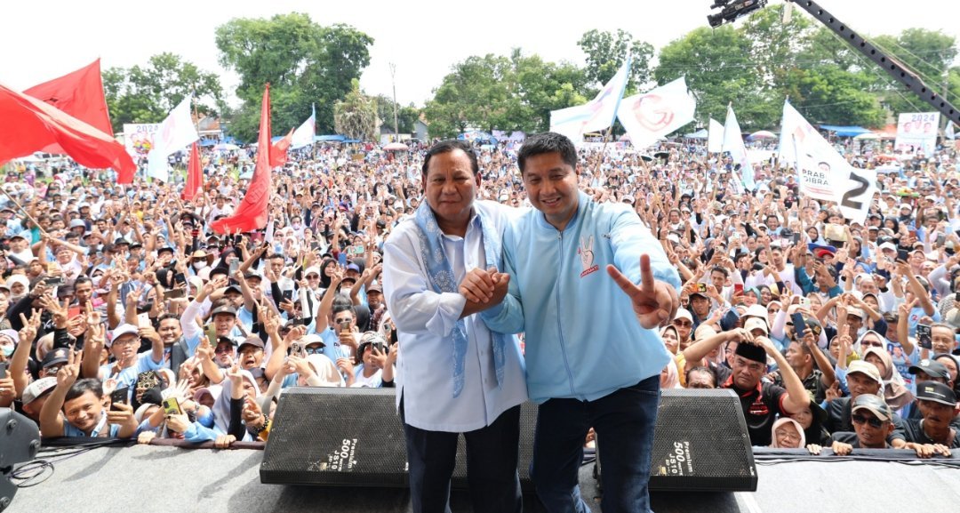 Capres Prabowo Subianto bersama Maruarar Sirait saat kampanye di Majalengka (SinPo.id/ Tim Media)
