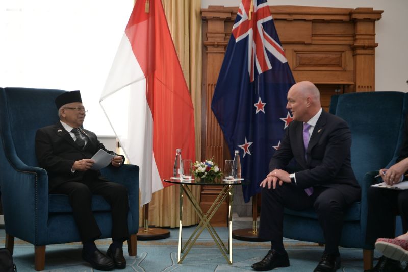 Wapres RI Ma'ruf Amin bertemu dengan PM Selandia Baru Christopher Luxon. (SinPo.id/Dok. Sekretariat Wakil Presiden)