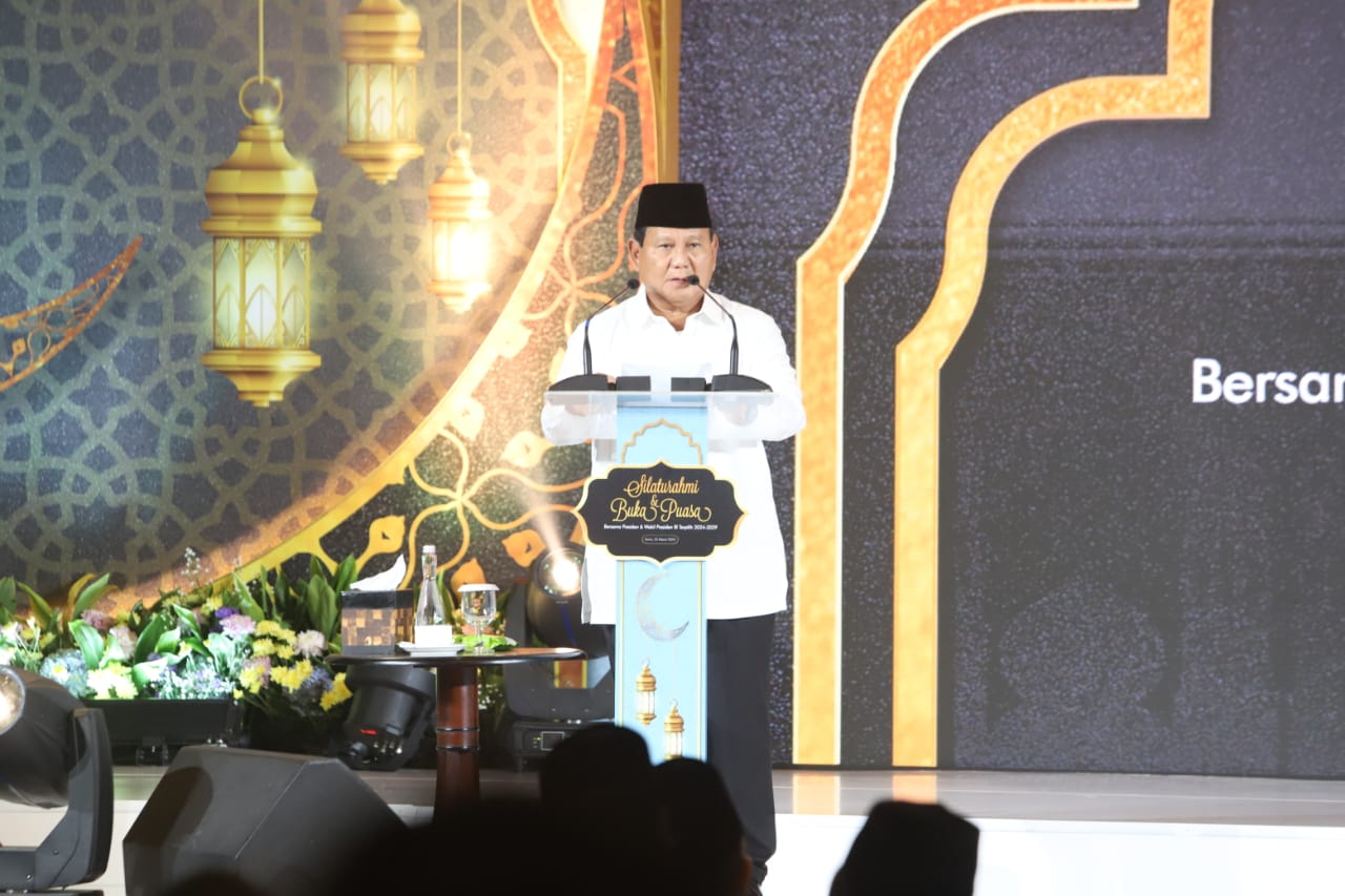 Prabowo Subianto di acara Bukber TKN (SinPo.id/ Ashar)