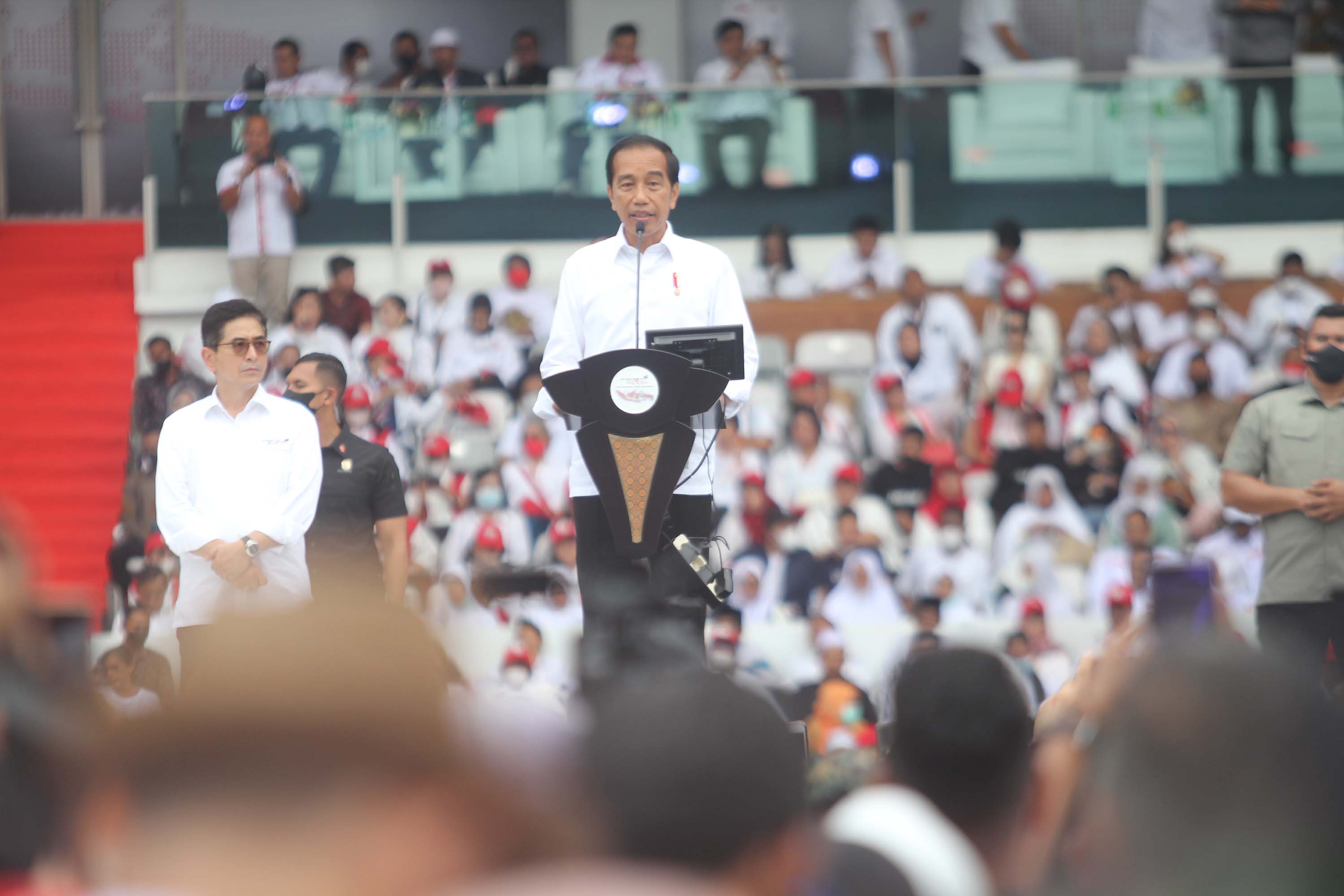 Presiden Jokowi menghadiri gerakan nusantara bersatu di GBK (Ashar/SinPo.id)