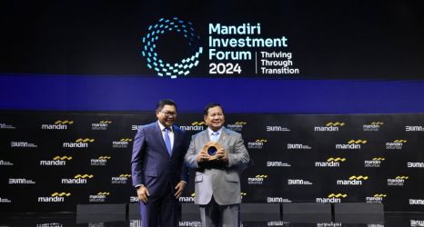 Prabowo Subianto dalam acara Mandiri Investment Forum 2024 di Fairmont Hotel Jakarta (SinPo.id/ Tim Media)